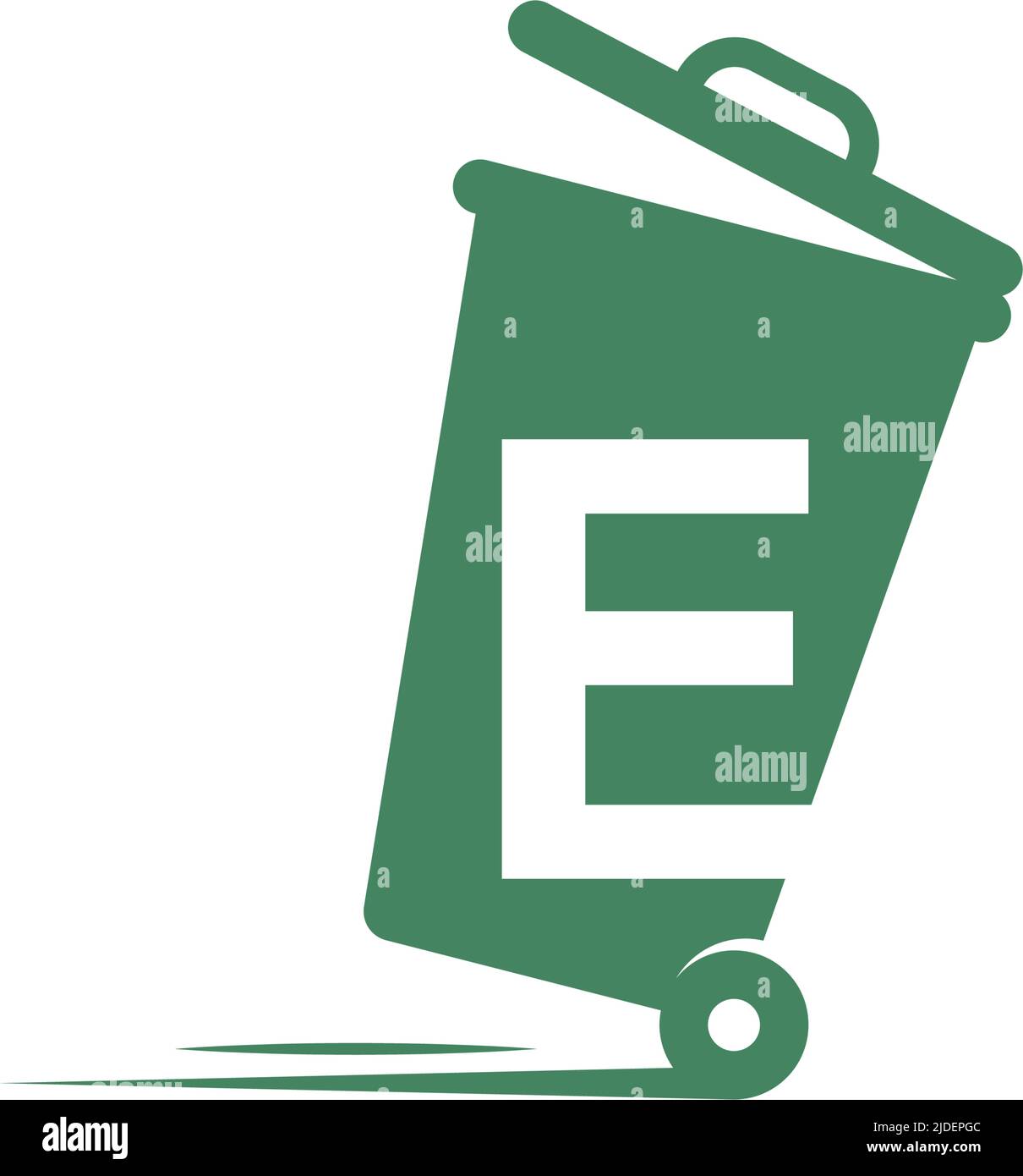 Letter E in the trash bin icon illustration template vector Stock Vector