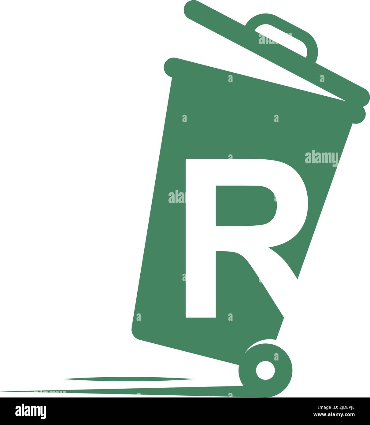 Letter R in the trash bin icon illustration template vector Stock Vector