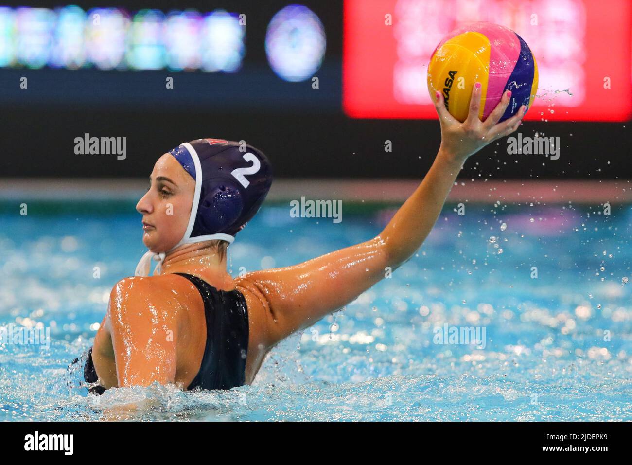DEBRECEN, HUNGARY - JUNE 20: Maddie Musselman of United States during the  FINA World Championships Budapest 2022 match between South Africa and  United States of America on June 20, 2022 in Debrecen,
