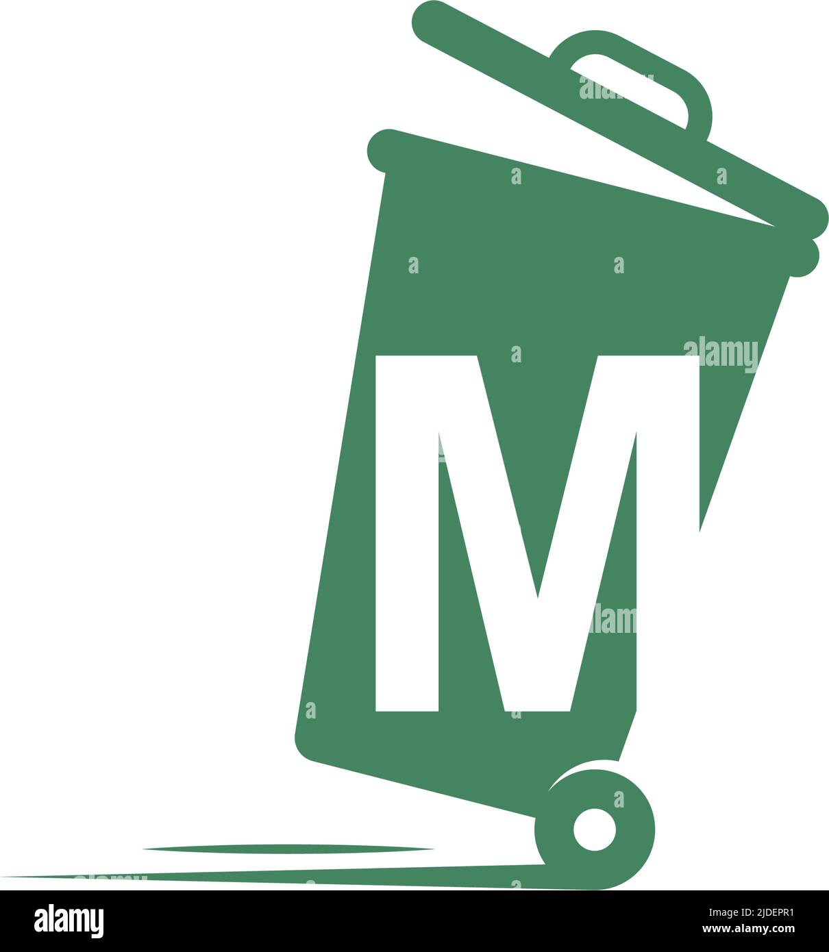 Letter M in the trash bin icon illustration template vector Stock Vector