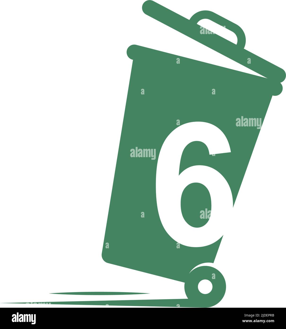 Number 6 in the trash bin icon illustration template vector Stock Vector