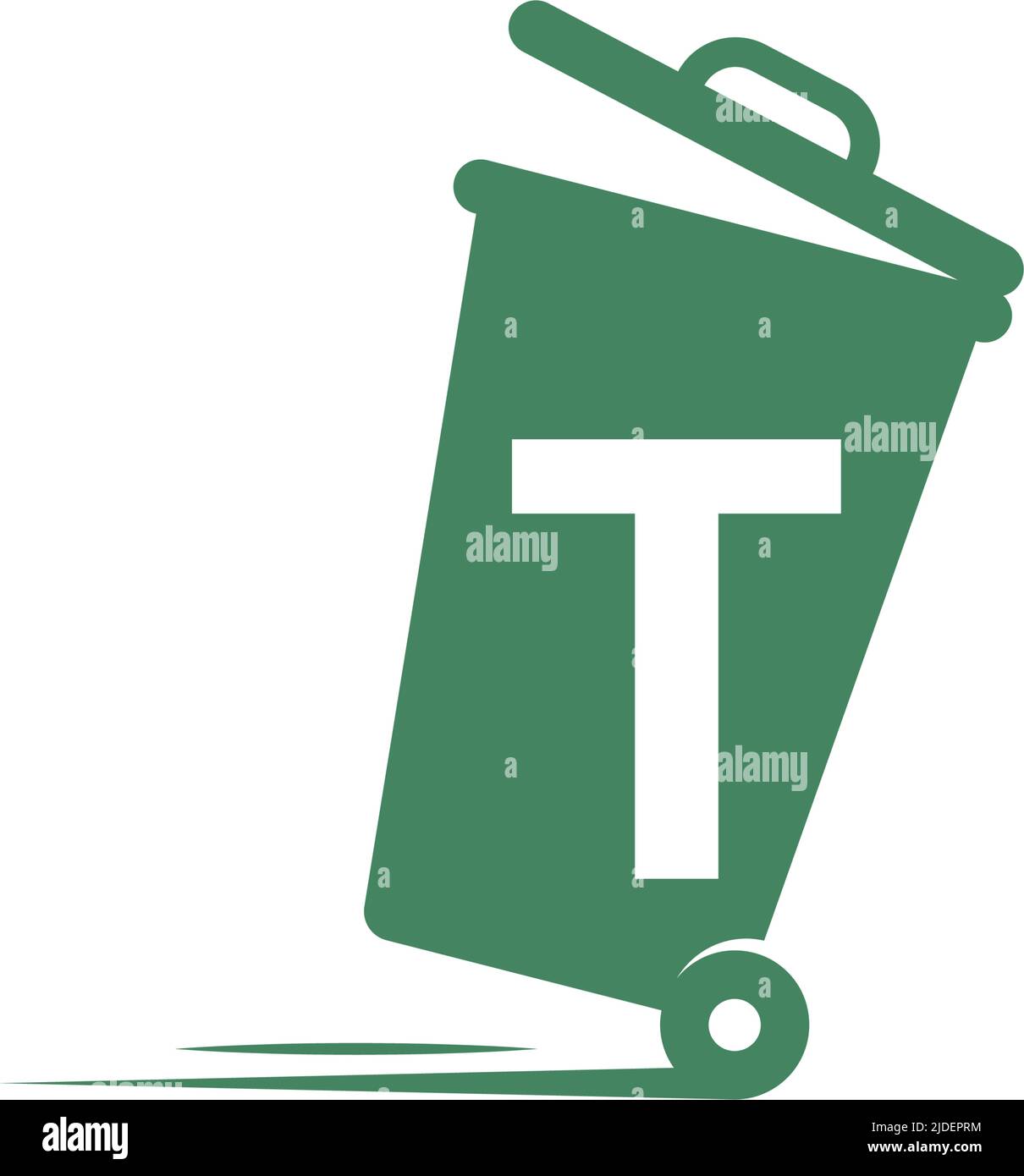 Letter T in the trash bin icon illustration template vector Stock Vector