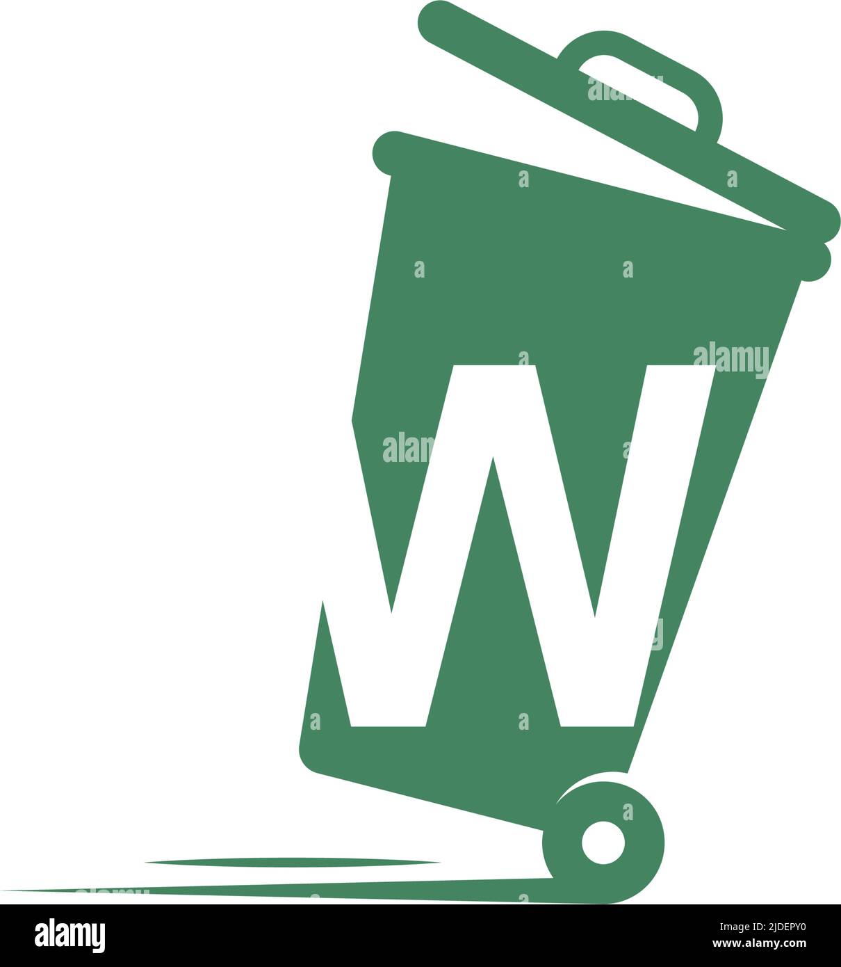 Letter W in the trash bin icon illustration template vector Stock Vector