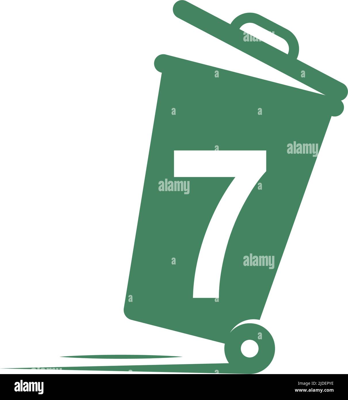 Number 7 in the trash bin icon illustration template vector Stock Vector