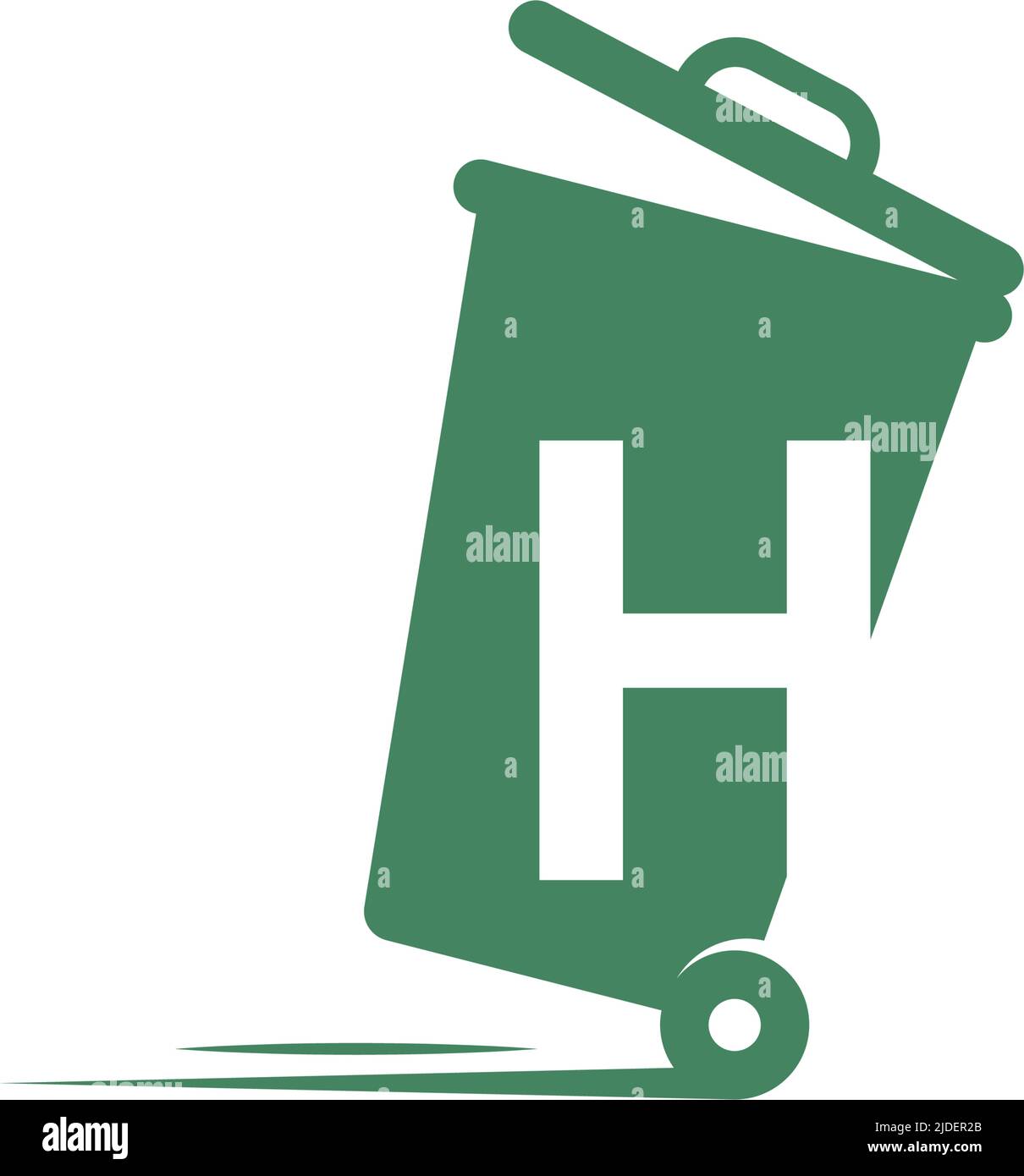 Letter H in the trash bin icon illustration template vector Stock Vector
