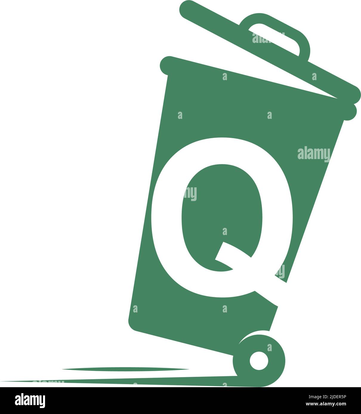 Letter Q in the trash bin icon illustration template vector Stock Vector