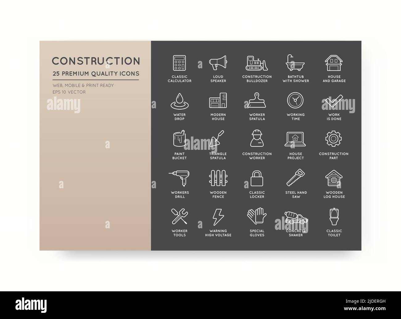 Set of Vector Construction Building Icons Home and Repair can be used ...