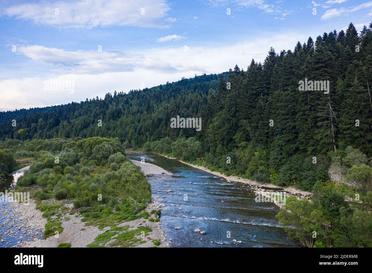 Skole Beskids National Nature Park. View from drone on Opir river Stock Photo