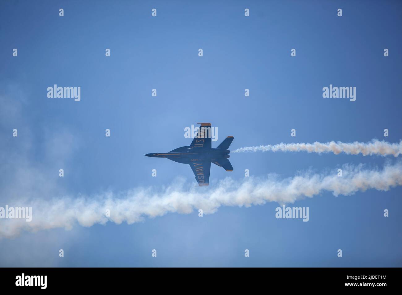 The United States Navy Blue Angels flying the F/A-18 Super Hornet E/F at the MidSouth Air Show over Millington, Tennessee on June, 18th 2022 Stock Photo