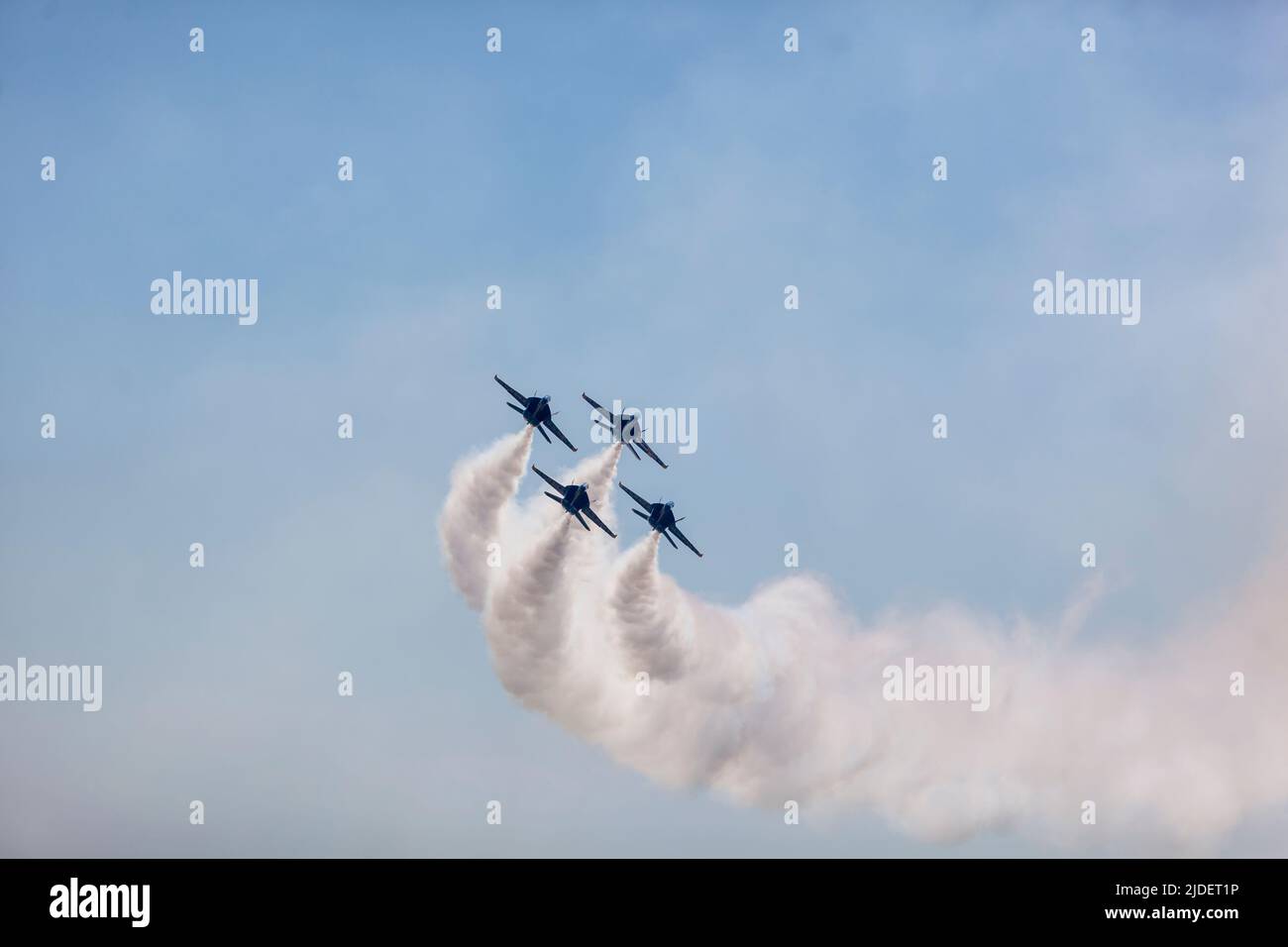 The United States Navy Blue Angels flying the F/A18 Super E/F