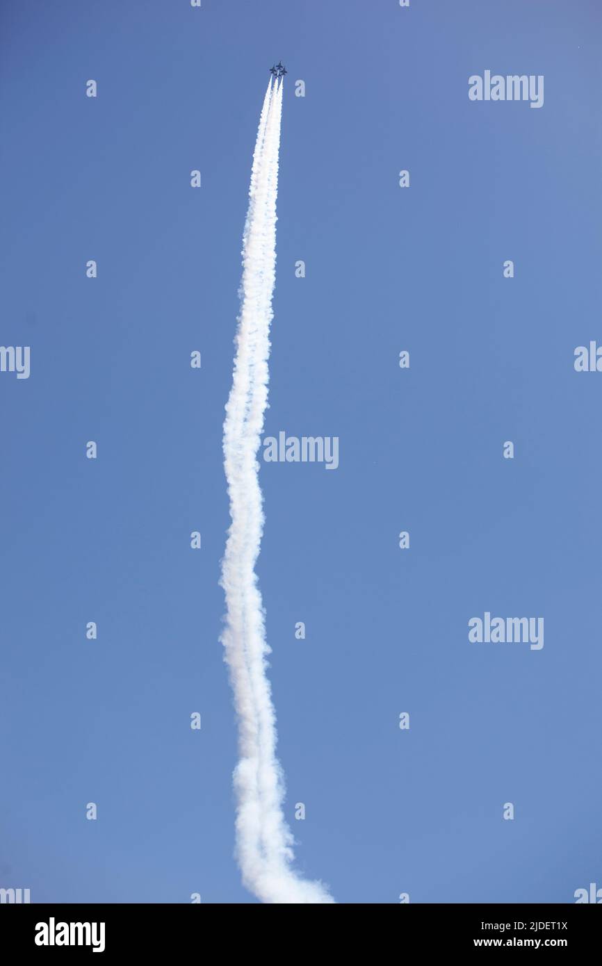 The United States Navy Blue Angels flying the F/A18 Super E/F