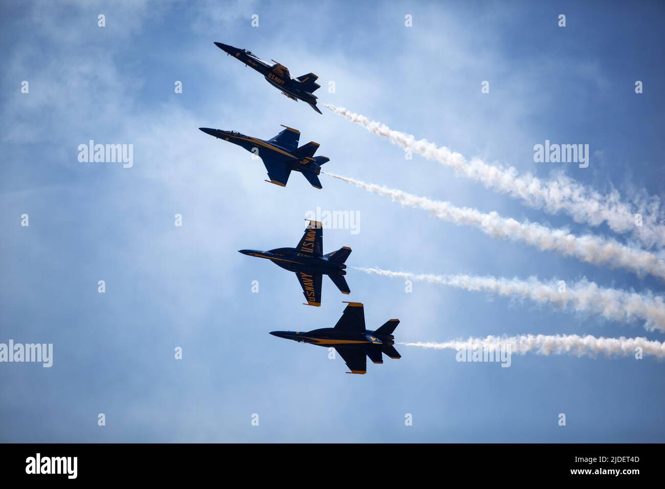 The United States Navy Blue Angels flying the F/A18 Super E/F