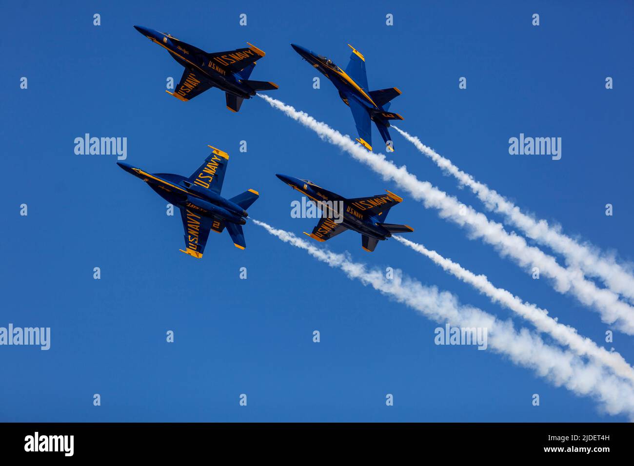 The United States Navy Blue Angels flying the F/A18 Super E/F