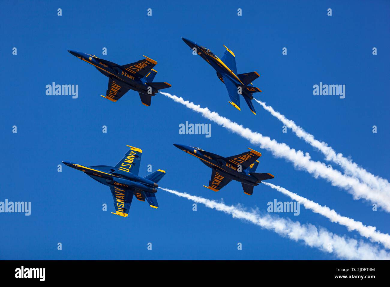 The United States Navy Blue Angels flying the F/A18 Super E/F