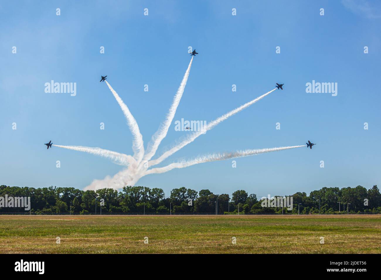 The United States Navy Blue Angels flying the F/A18 Super E/F