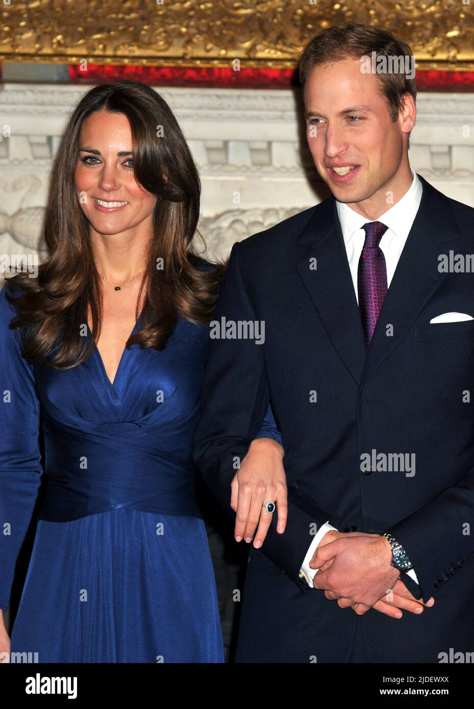 File photo dated 16/11/2010 of Prince William and Kate Middleton, during a photocall in the State Apartments of St James's Palace, London to mark their engagement. The Duke of Cambridge celebrates his 40th birthday on Tuesday. Issue date: Monday June 20, 2022. Stock Photo