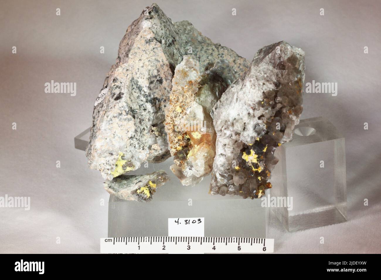 Uranophane-beta. minerals. Africa; Namibia; Erongo; Arandis Constituency; Arandis; Rössing uranium mine Stock Photo