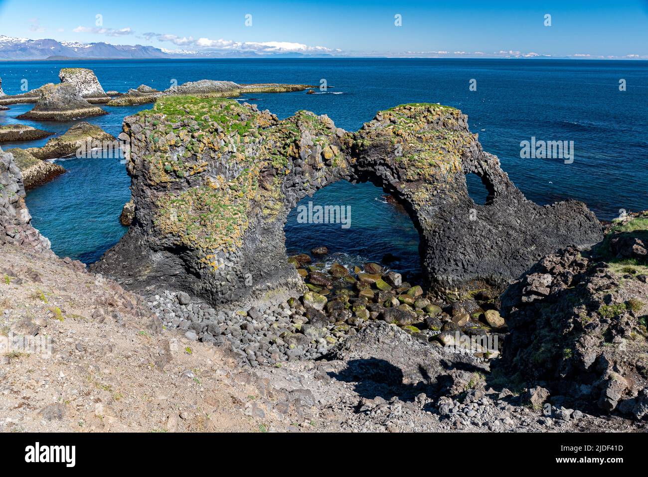 The Gatklettur stone arch in Arnarstapi in the Snæfellsnes peninsula, western Iceland Stock Photo