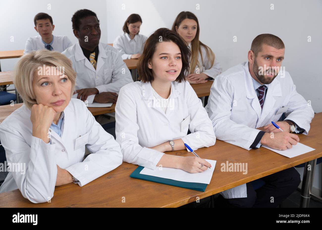 Group of physicians during seminar Stock Photo