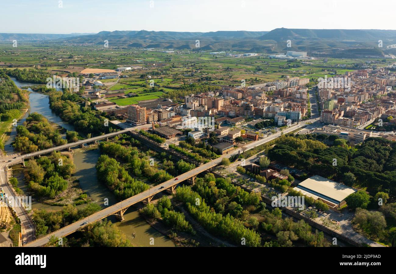 Bird's eye view of Spanish town Fraga Stock Photo
