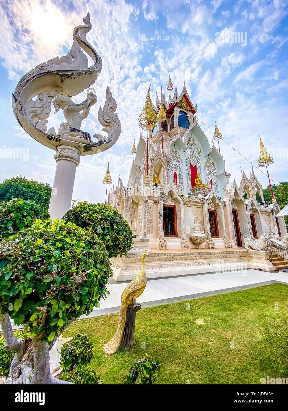 Wat Khoi white temple in Phetchaburi, Thailand Stock Photo