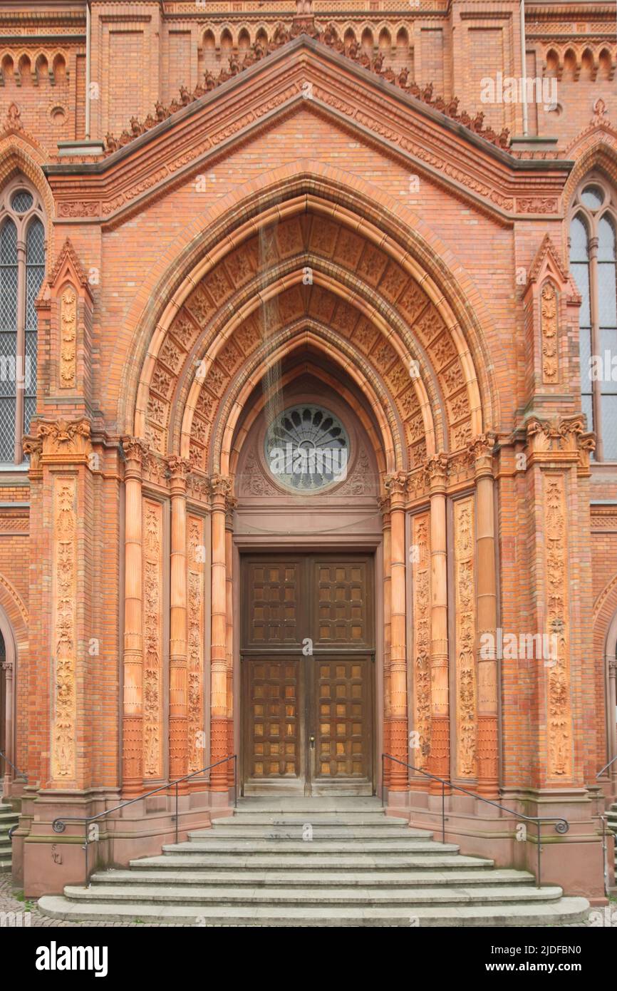 Portal of the Marktkirche in Wiesbaden, Hesse, Germany Stock Photo