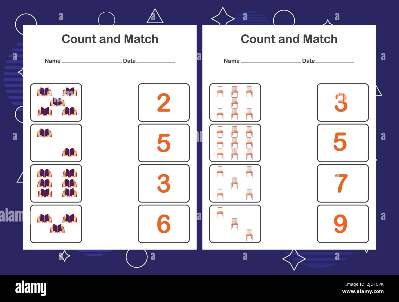 Count and Match worksheet for kids. Count and match with the correct ...