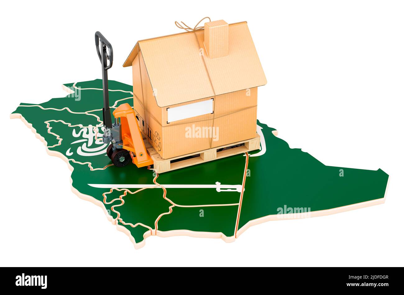 Residential moving service in Saudi Arabia, concept. Hydraulic hand