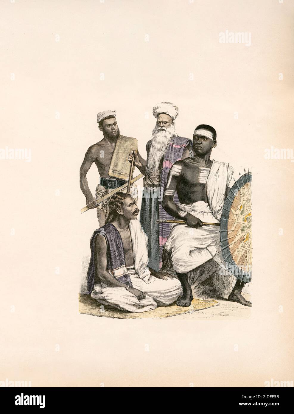 Coolie, Muham, Kling (Tjetti), Late 19th Century, Illustration, The History of Costume, Braun & Schneider, Munich, Germany, 1861-1880 Stock Photo