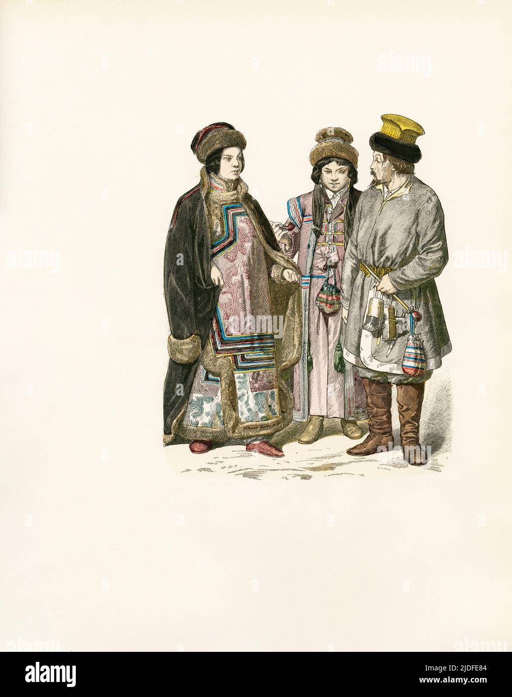 Siberia Tartar Woman, Kalmucks, Asiatic Russia (Siberia), Late 19th Century, Illustration, The History of Costume, Braun & Schneider, Munich, Germany, 1861-1880 Stock Photo