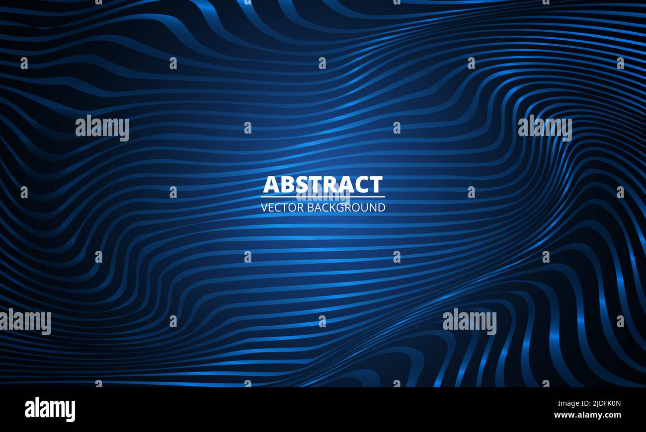 Abstract luxury elegant dark blue background with glowing wavy lines ...