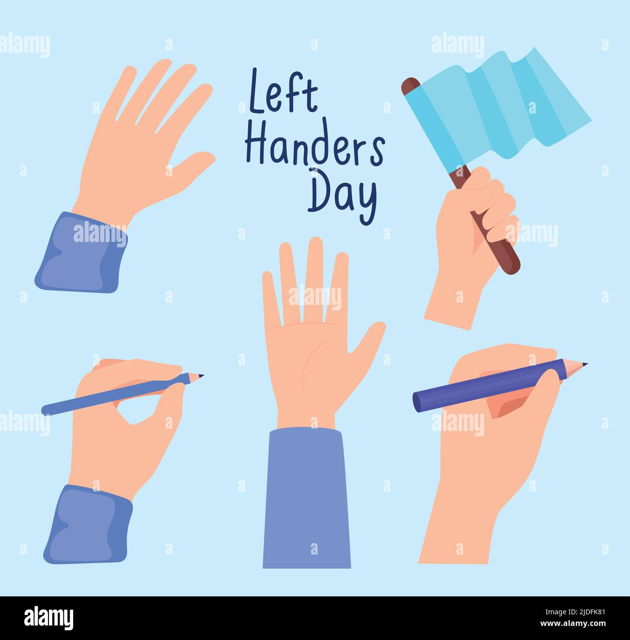 five left handers day icons Stock Vector