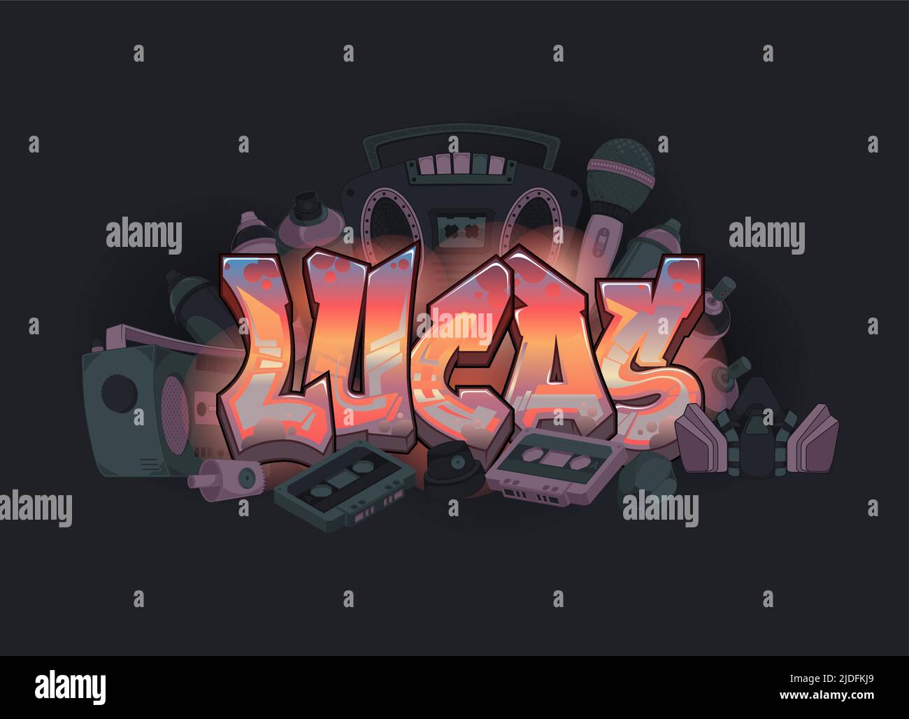 Graffiti Styled Urban Street Art Tagging Design Lucas Stock Vector