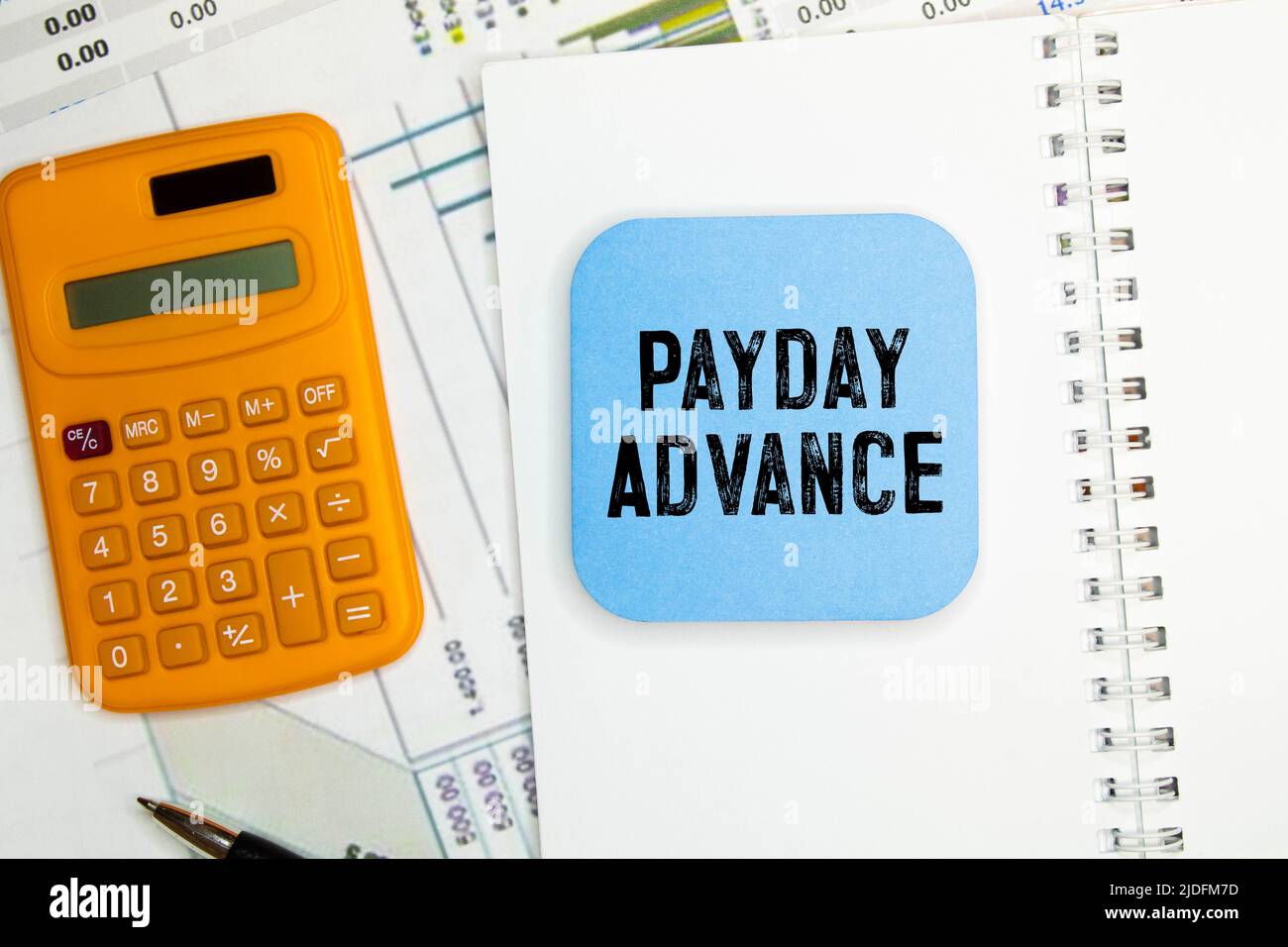 Business concept meaning PAYDAY ADVANCE with inscription on the sheet. Stock Photo
