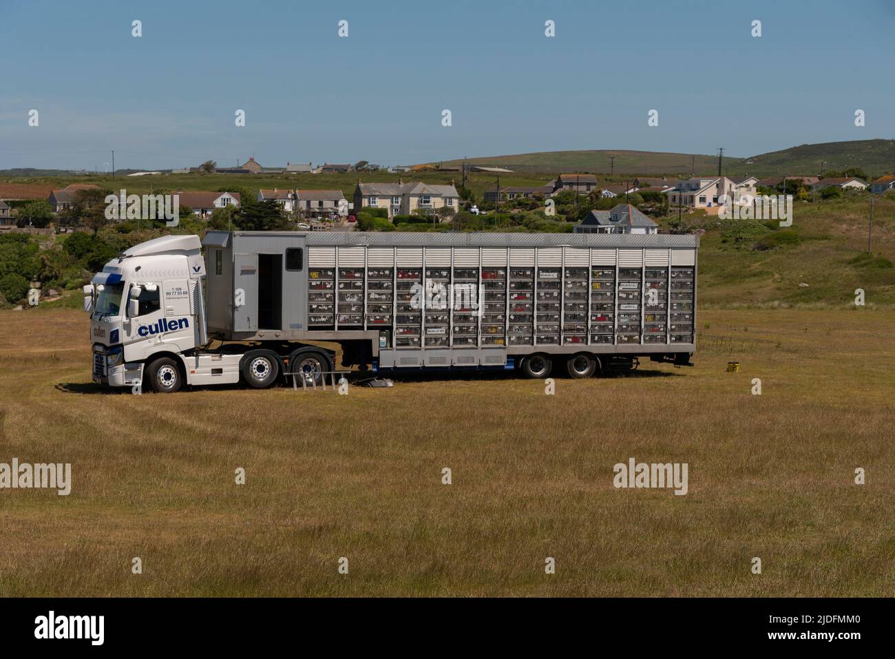 Cornwall, England, UK. 2022, Truck and trailer used for releasing