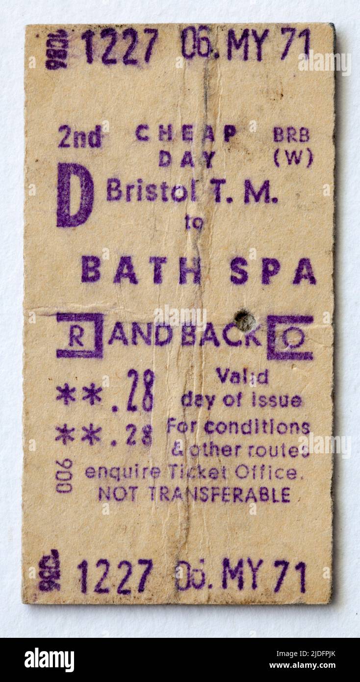 1970s British Rail Train Ticket Bristol to Bath Spa Stock Photo Alamy