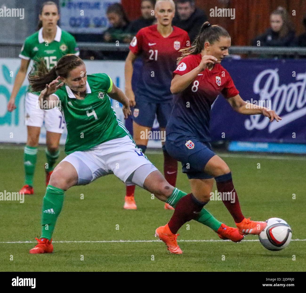UEFA European Women's Championship 2021. 30 Aug 2019. Northern Ireland 0 Norway 6 at Seaview, Belfast. Norway Women's International football player Vilde Boe Risa Norway (8) . Stock Photo