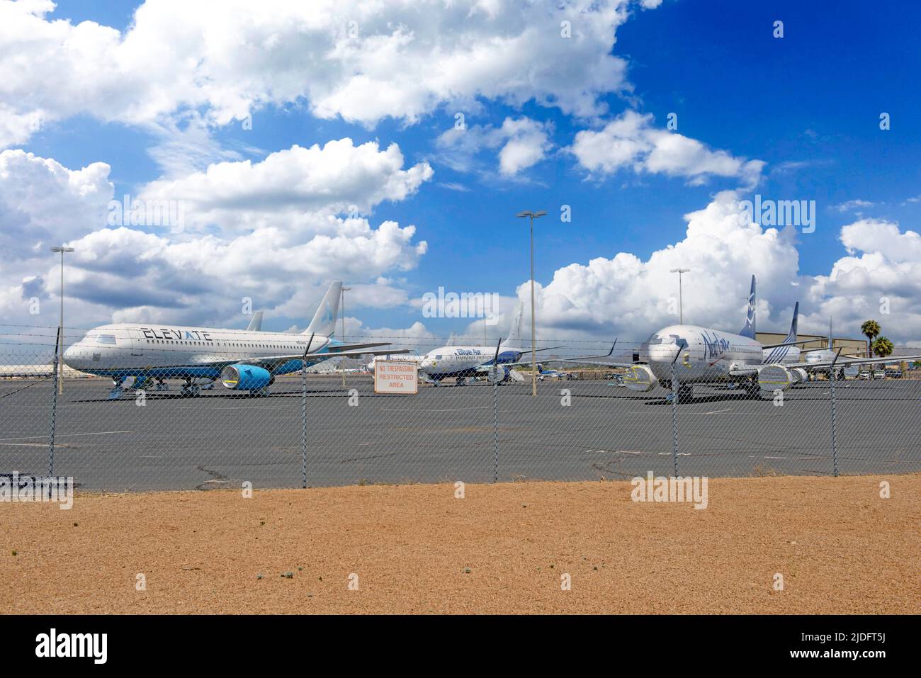 Boeing 737's grounded after Covid19 at Tucson International Airport, AZ Stock Photo
