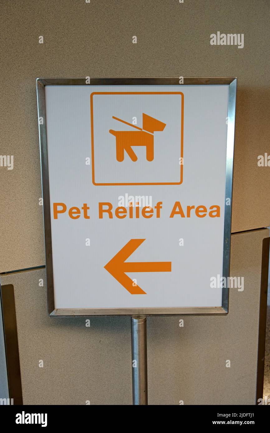 Pet Relief Area sign at Tucson International Airport, AZ Stock Photo