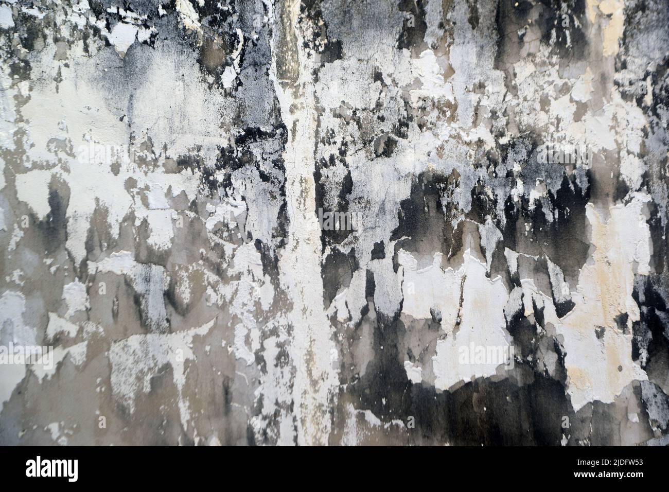 Texture and background of water stains on the cement building wall