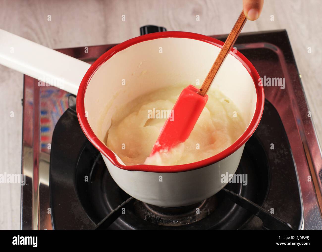 Making Instant Mashed Potato on The Stove Stock Photo Alamy