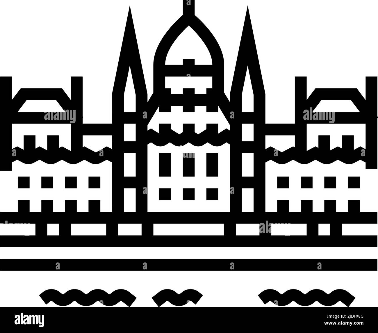 hungarian parliament building line icon vector illustration Stock Vector