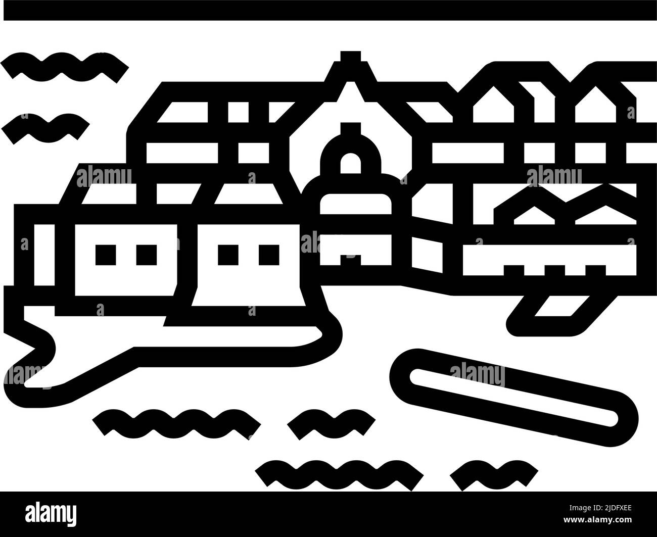 dubrovnik old town line icon vector illustration Stock Vector