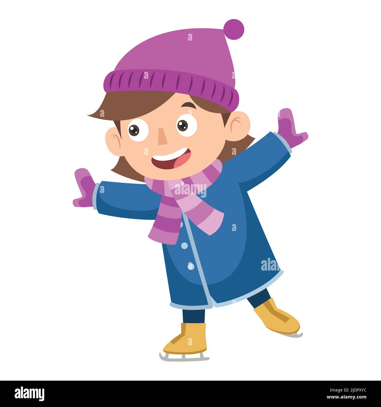 Skateboarding and Skating Clipart-girl wearing winter clothes ice