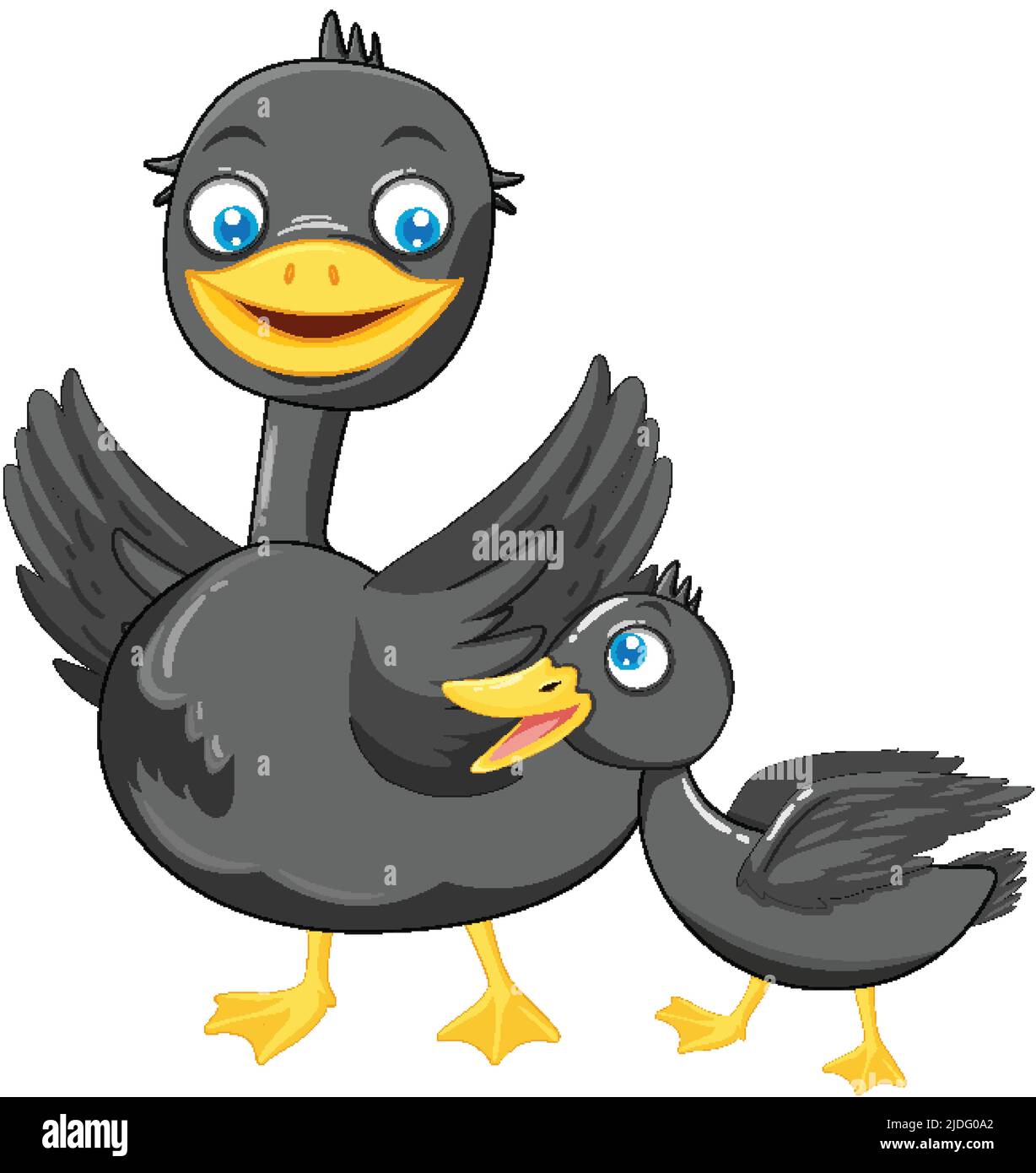 Mother duck and her duckling cartoon character illustration Stock ...