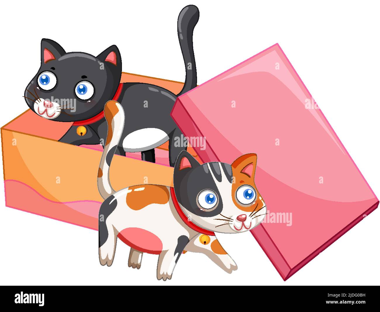 Cute cats in the cardboard box illustration Stock Vector Image & Art