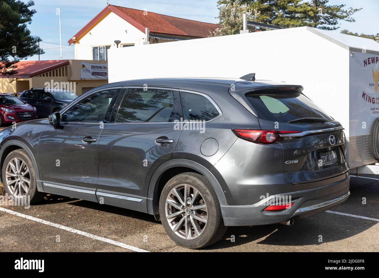 Mazda CX9 SUV vehicle parked at a Sydney beach car park, pictured is a 2016 model Mazda CX9 Stock Photo