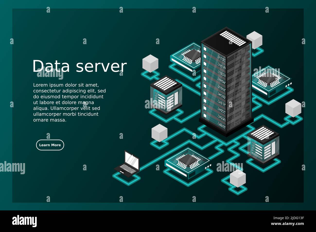 Concept of data network management .Vector isometric map with business ...
