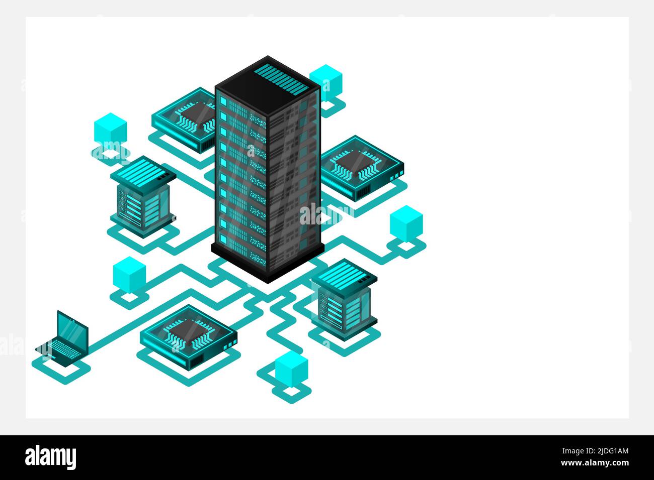 Concept of data network management .Vector isometric map with business ...