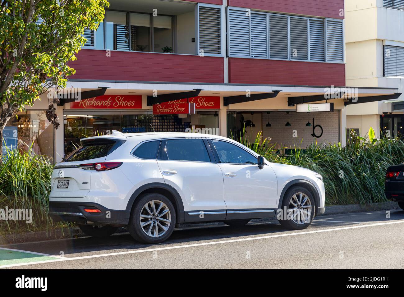 2018 white Mazda CX9 vehicle car parked in a Sydney street in Mona Vale,NSW,Australia, photo taken June 2022 Stock Photo